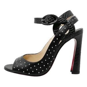 Christian Louboutin Loopinga 100 Studded Black Leather Sandals‎ Size 36.5